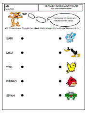 okul öncesi kavram gelişim çalışmaları, renk kavramı, renkleri eşleştir çalışmaları
